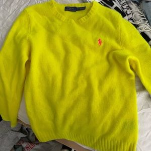 NWOT Polo Ralph Lauren neon yellow cashmere and wool sweater